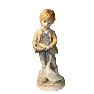 Boy Feeding Goose" China Figurine-Ardalt Japan Collectible Statue